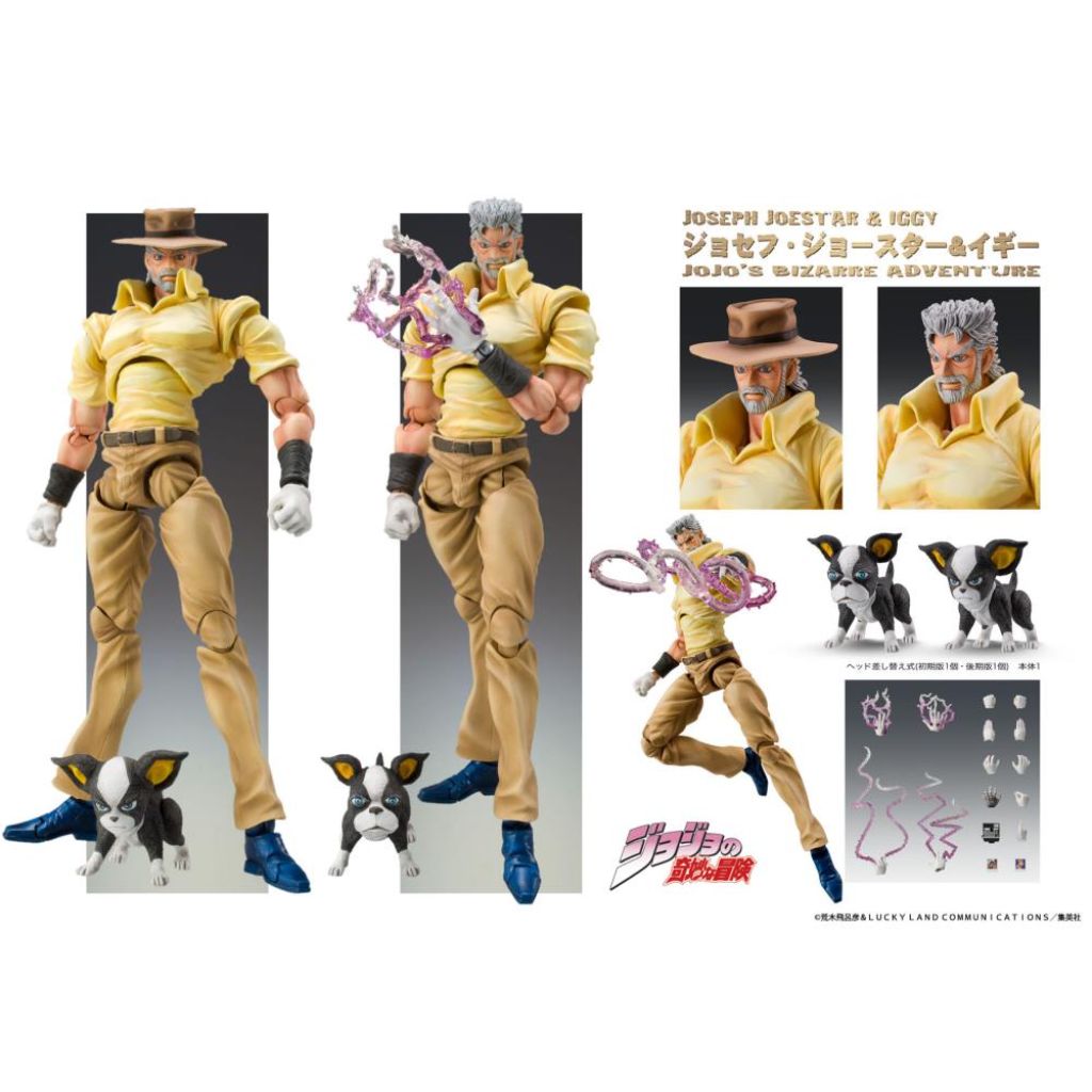 Super Action Statue Jojo Bizarre Adventure Part 3 - Joseph Joestar & Iggy (Re-Issue)