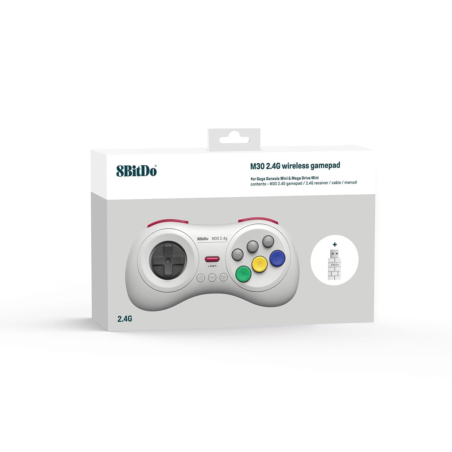 8Bitdo M30 MD Min 2.4G Bluetooth Wireless Gamepad - White