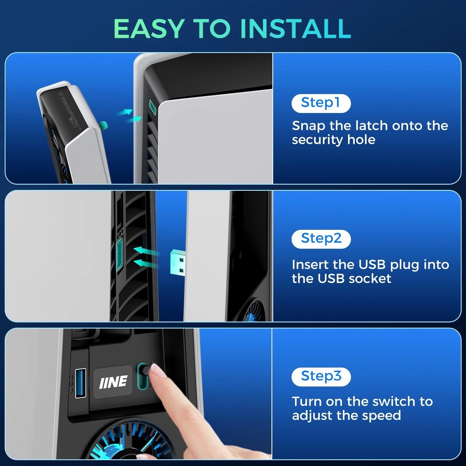 IINE PS5 Pro Cooling Fan White