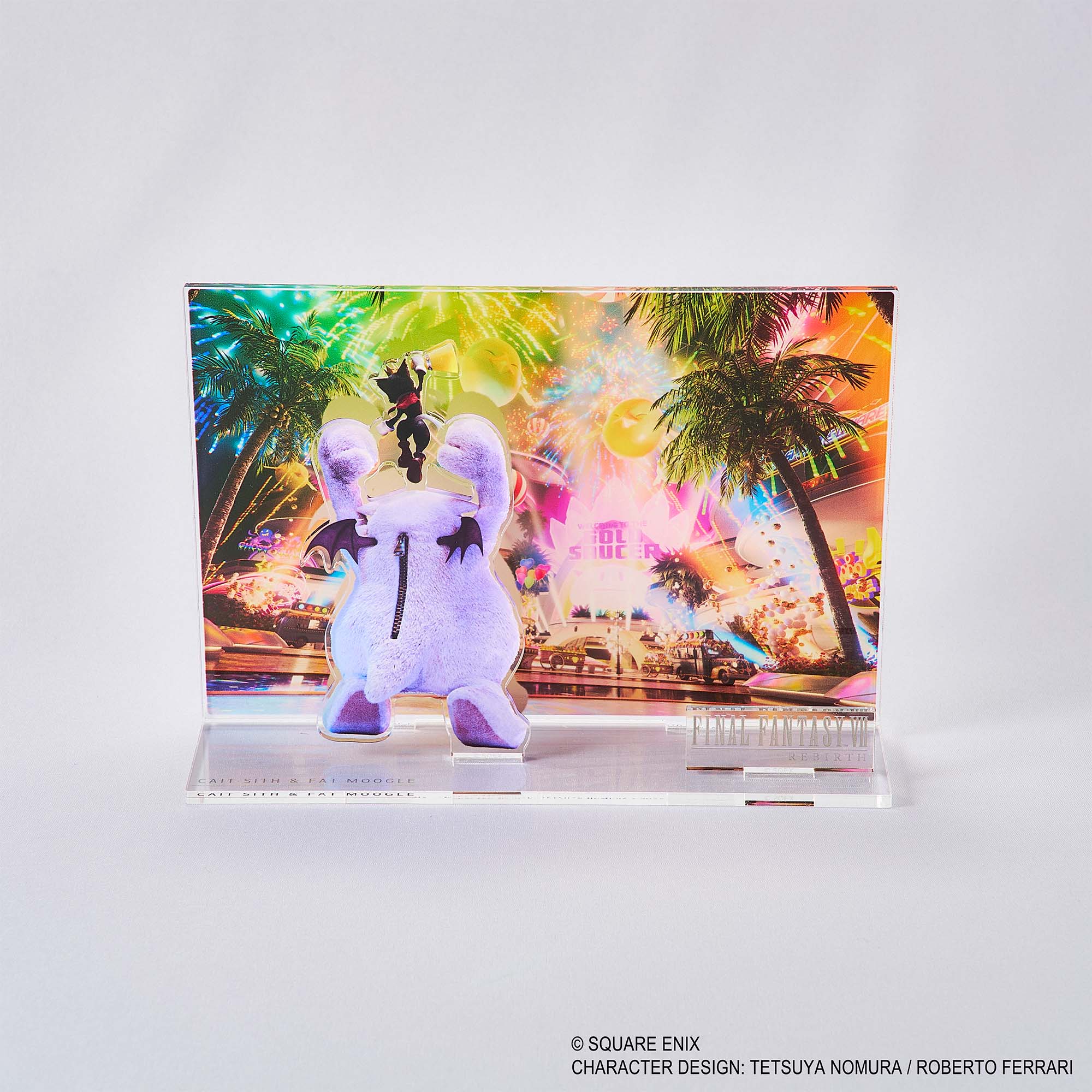 Final Fantasy VII Rebirth Acrylic Diorama - Cait Sith & Fat Moogle Key Art