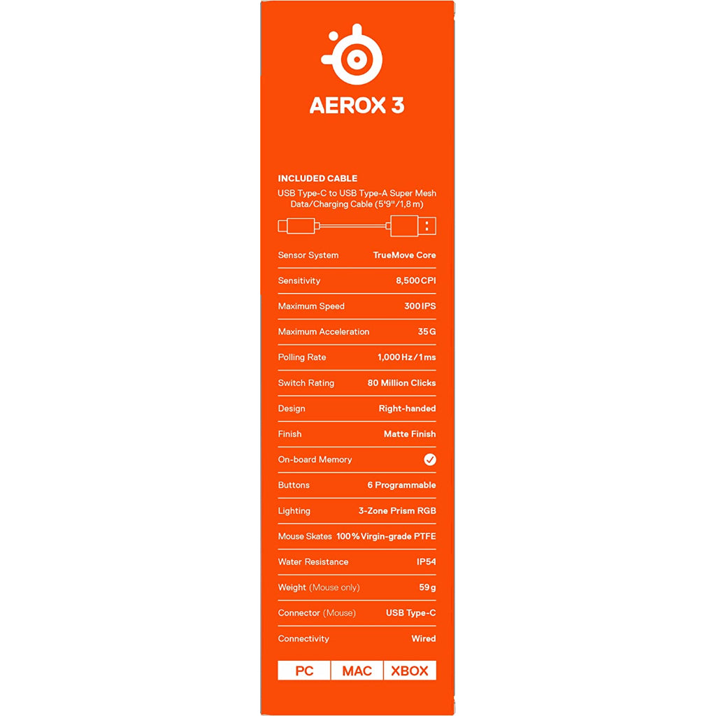 SteelSeries Aerox 3 Ultra Lightweight Gaming Mouse - Snow