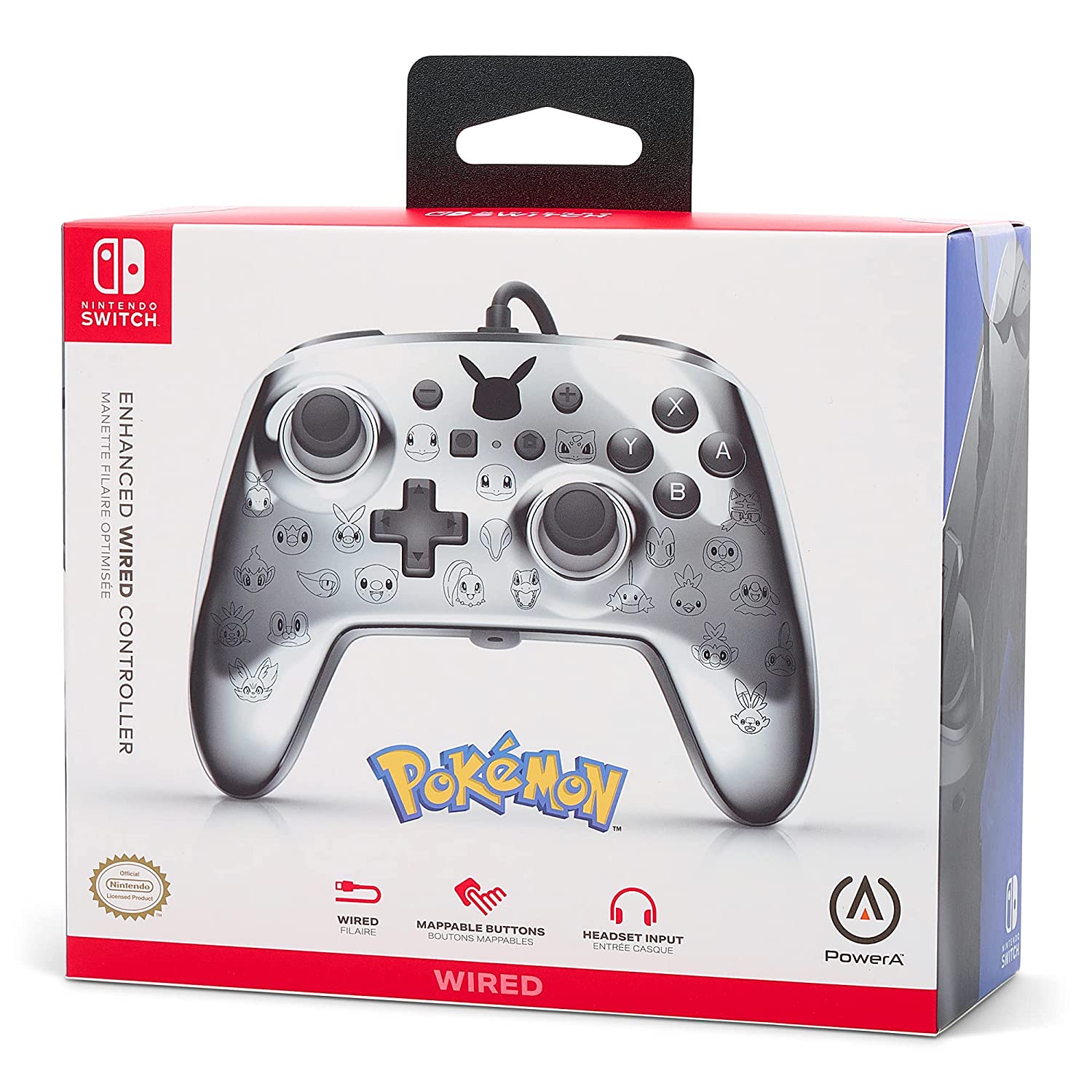 PowerA NSW Enhanced Wired Controller - Pikachu Black & Silver