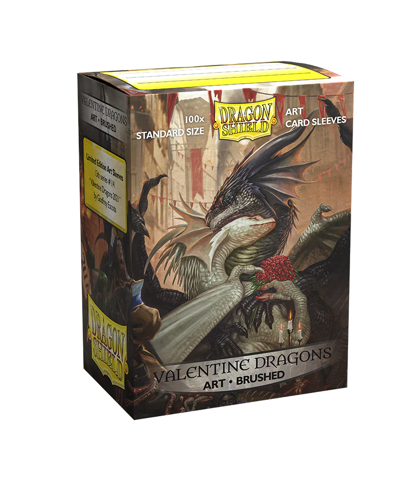 Dragon Shield Art Brushed Sleeves 100CT - Valentine Dragons (Standard Size)