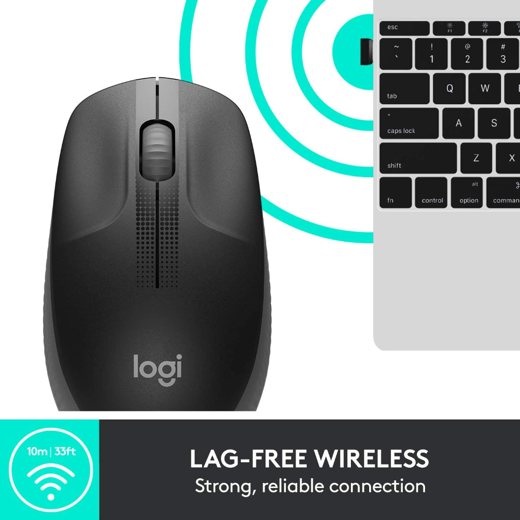 Logitech M190 Charcoal Full Size Wireless Mouse