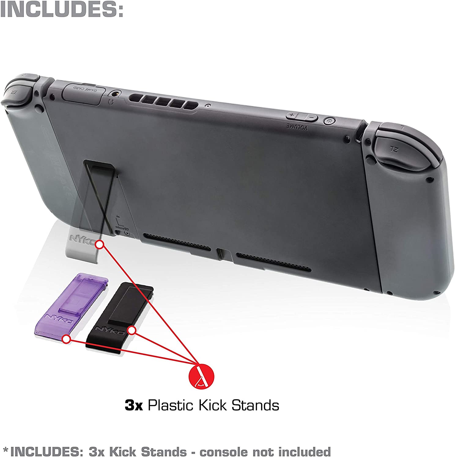 Nyko NSW Kickstand Multi Pack: Purple/Clear/Black (87253)