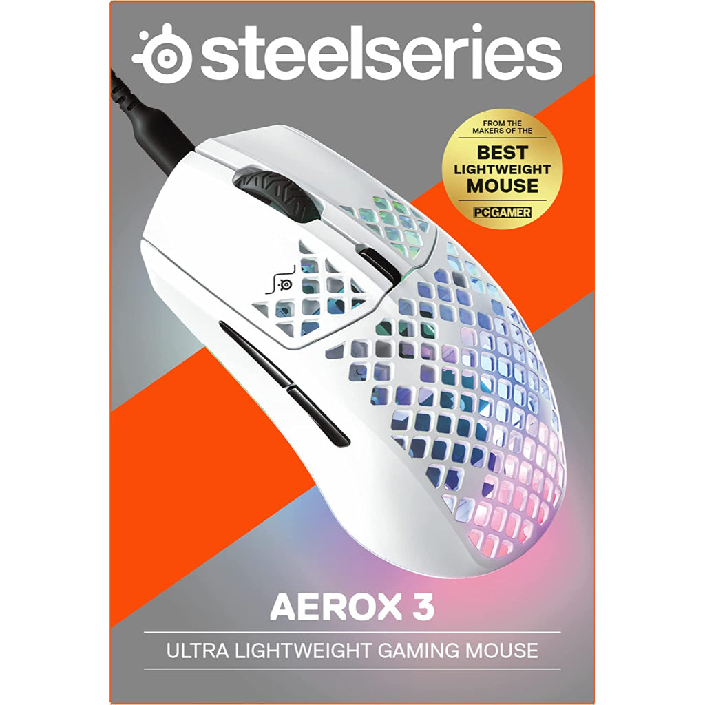 SteelSeries Aerox 3 Ultra Lightweight Gaming Mouse - Snow