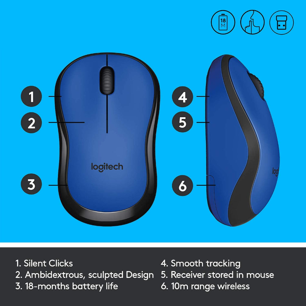 Logitech M221 Blue Silent Wireless Mouse