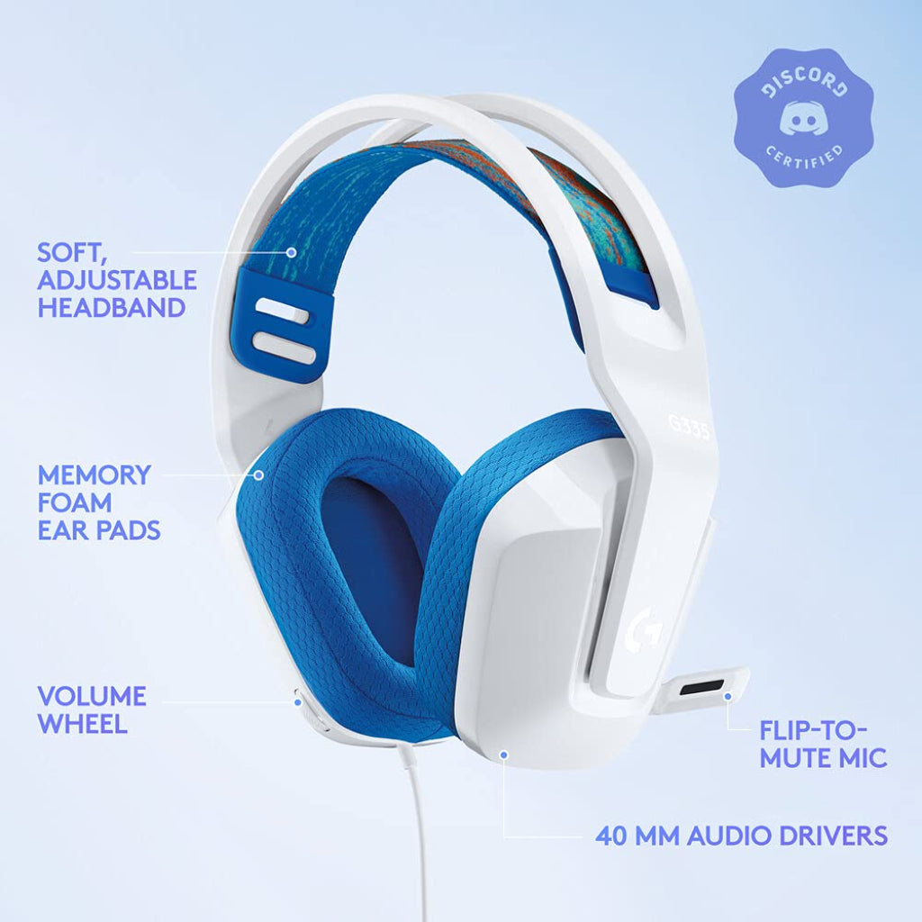 Logitech G335 Wired Gaming Headset White (981-001019)