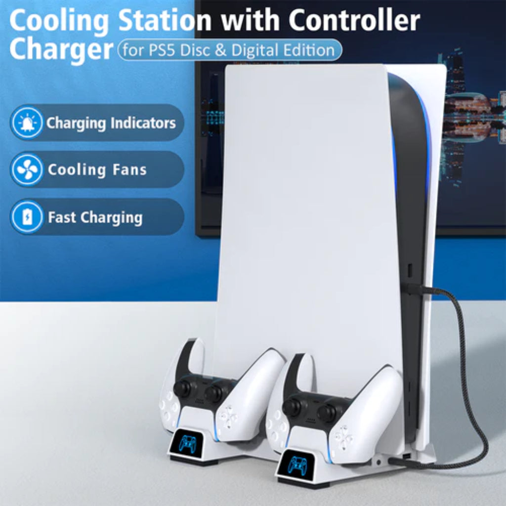 OIVO PS5 Cooling Station w/ Controller Charger (For Disc/Digital Console) (IV-P5241)