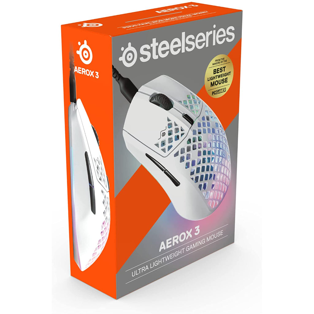 SteelSeries Aerox 3 Ultra Lightweight Gaming Mouse - Snow