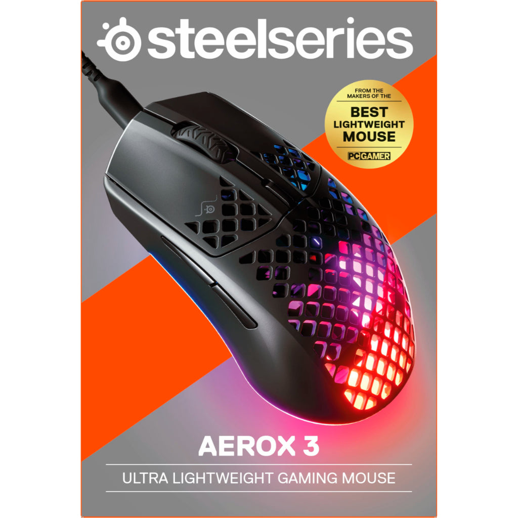 SteelSeries Aerox 3 Ultra Lightweight Gaming Mouse - Onyx