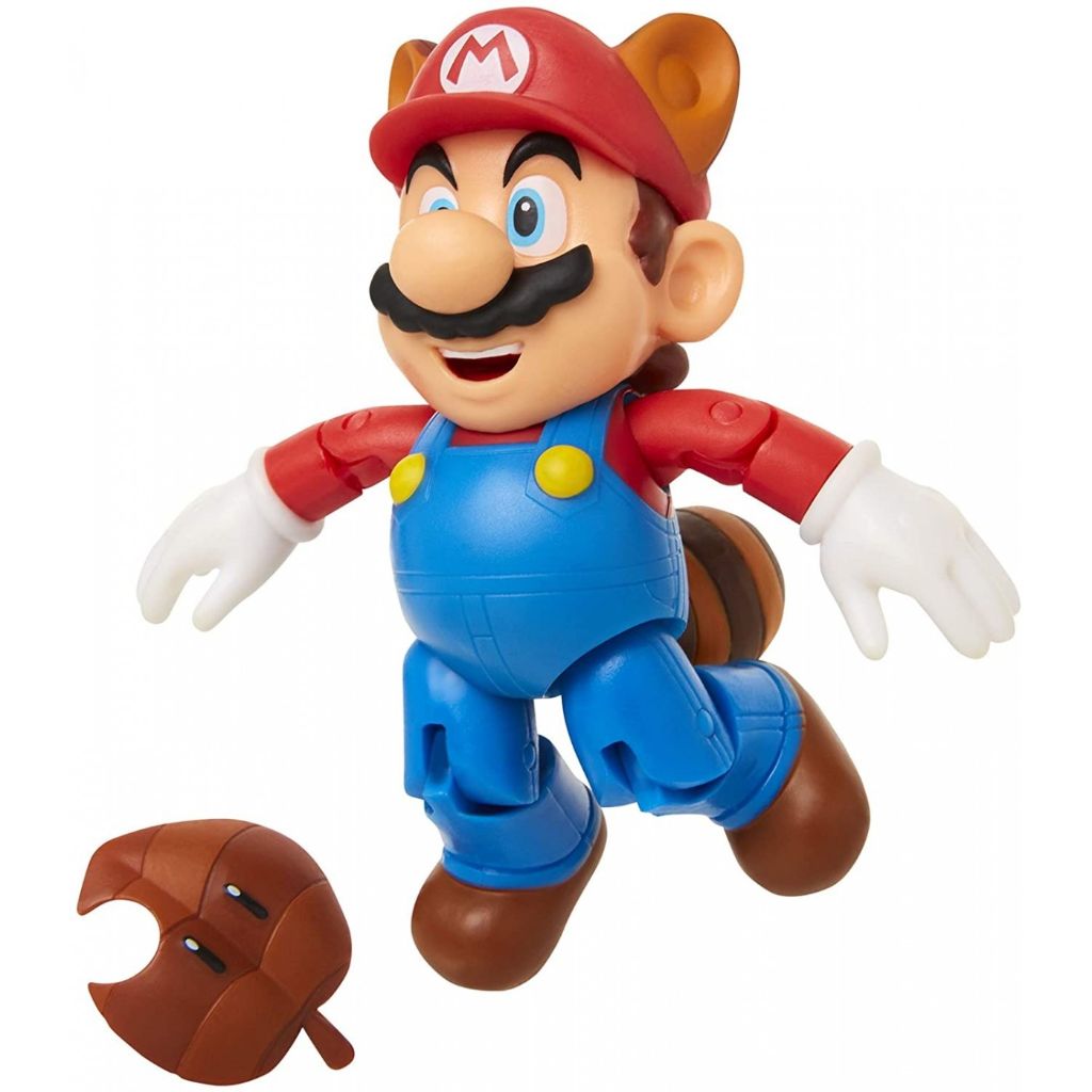 Jakks Pacific 40560 Raccoon Mario With Super Leaf 4" Figurine Wave 20 Super Mario