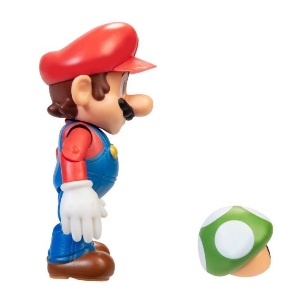 Jakks Pacific 40675 Mario With 1-UP Mushroom 4" Figurine Wave 22 Super Mario
