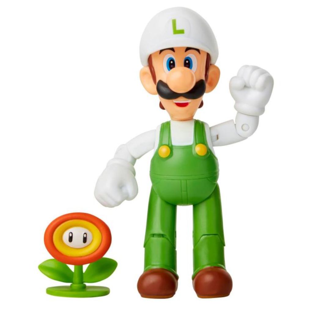 Jakks Pacific 40676 Fire Luigi With Fire Flower 4" Figurine Wave 22 Super Mario