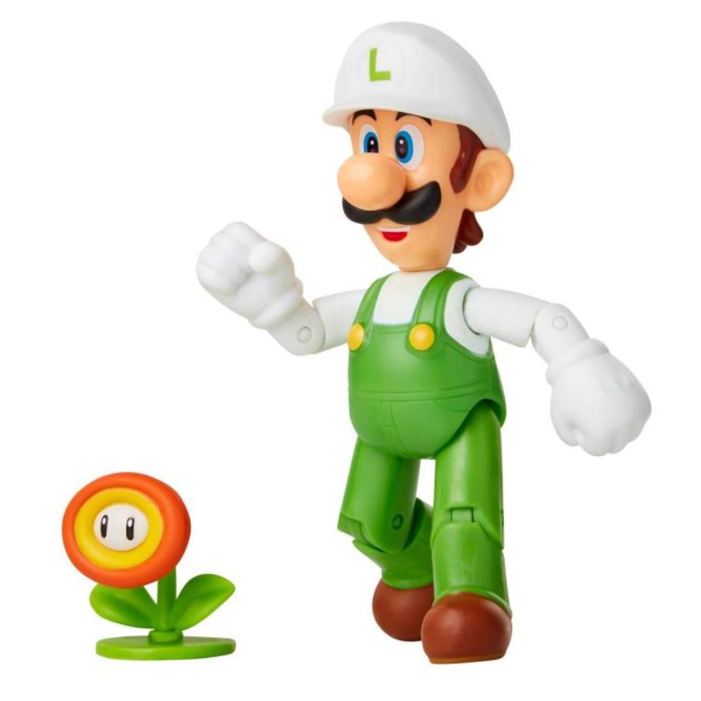 Jakks Pacific 40676 Fire Luigi With Fire Flower 4" Figurine Wave 22 Super Mario