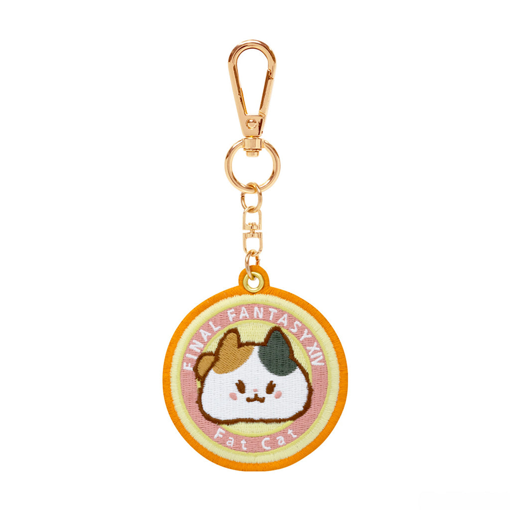 Square Enix Final Fantasy XIV Embroidered Patch Key Chain - Fat Cat & Fat Chocobo