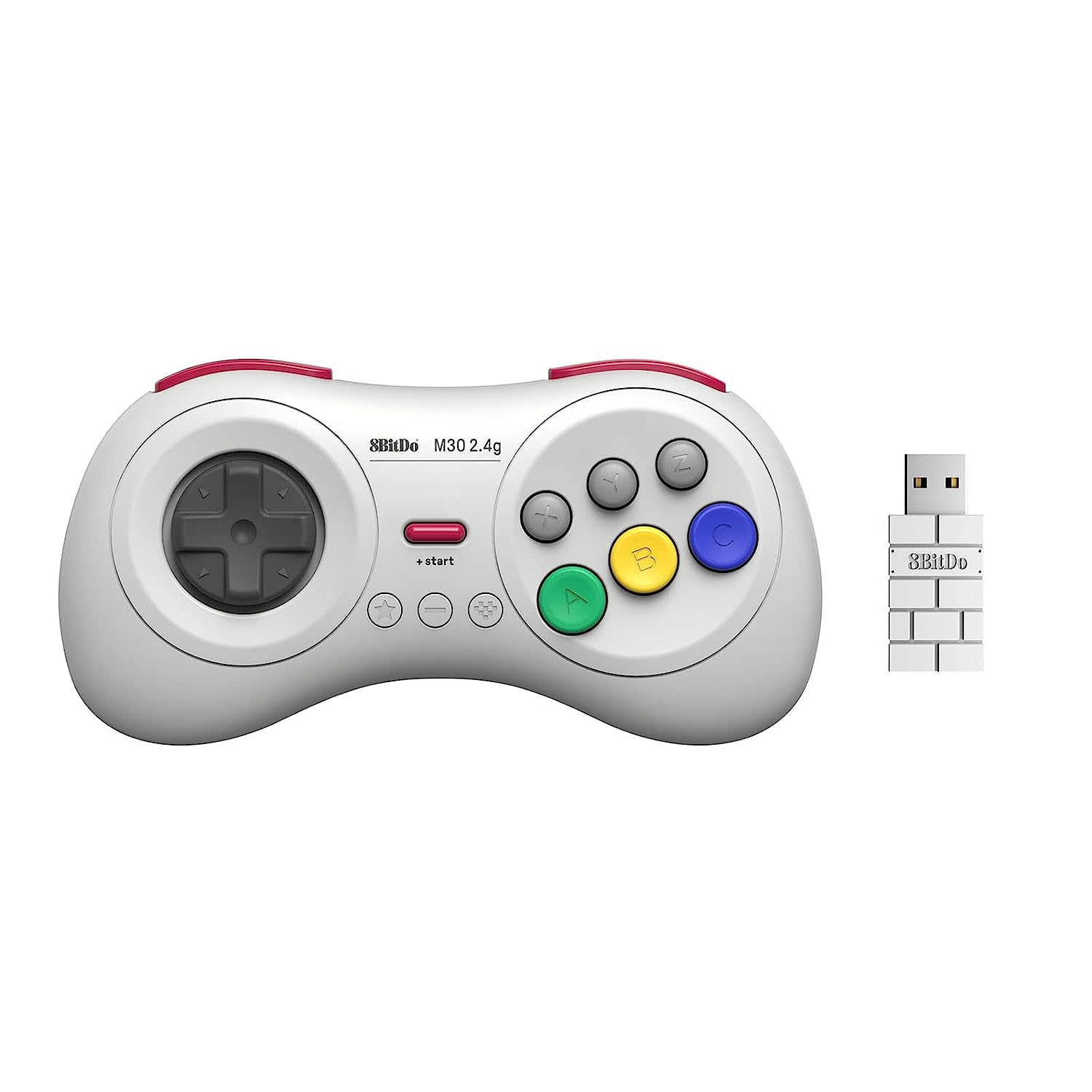 8Bitdo M30 MD Min 2.4G Bluetooth Wireless Gamepad - White