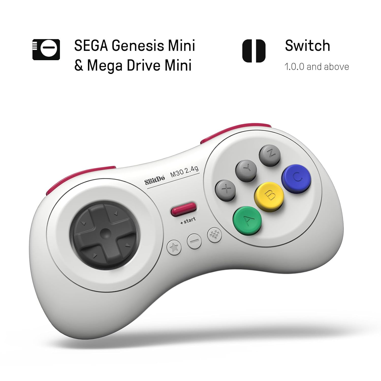 8Bitdo M30 MD Min 2.4G Bluetooth Wireless Gamepad - White