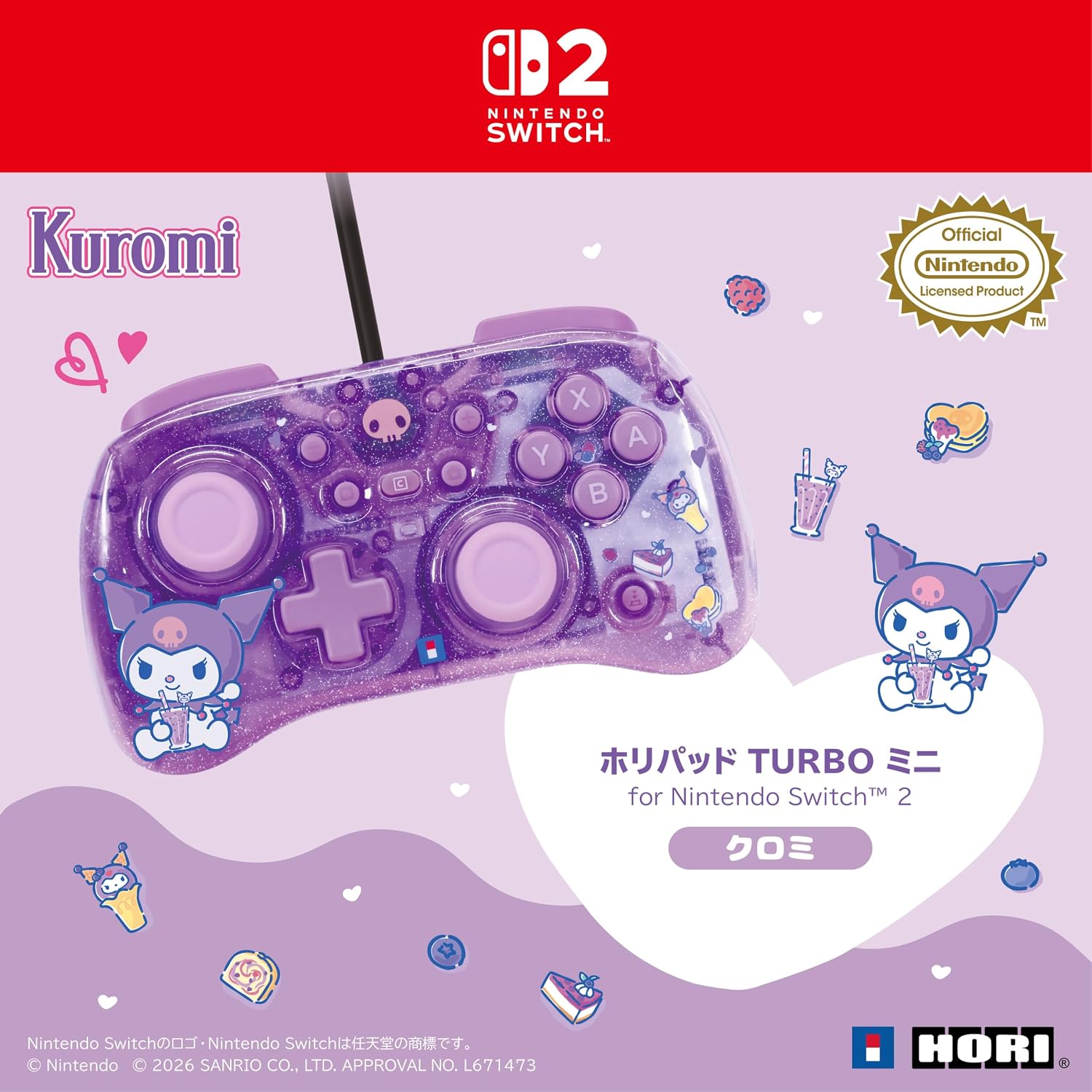 HORI HORIPAD Turbo Mini for Nintendo Switch 2 (Kuromi Collection) (NSX-233A)
