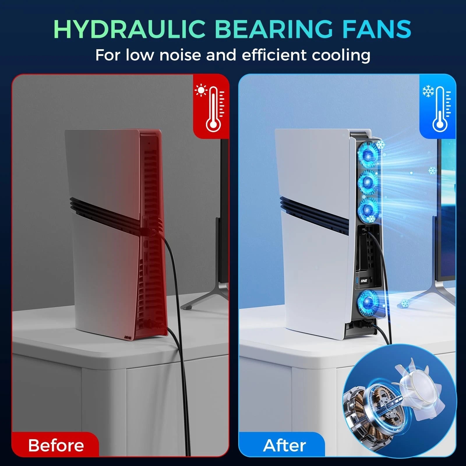 IINE PS5 Pro Cooling Fan White