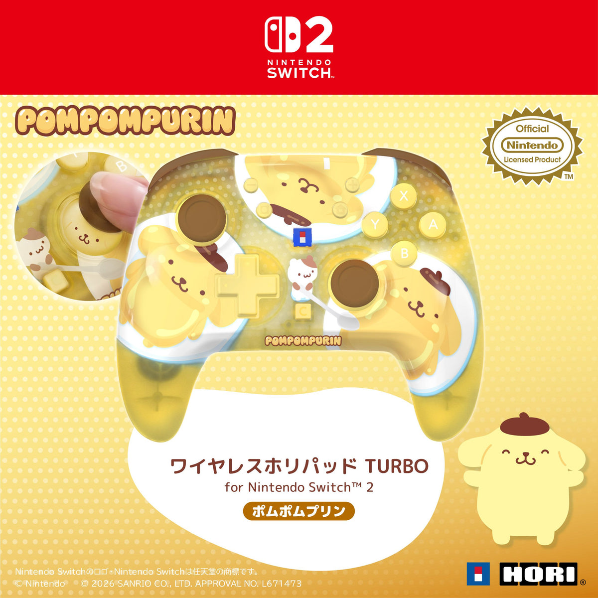 HORI Wireless HORIPAD Turbo for Nintendo Switch 2 - Sanrio Series (Pompompurin) (NSX-256A)
