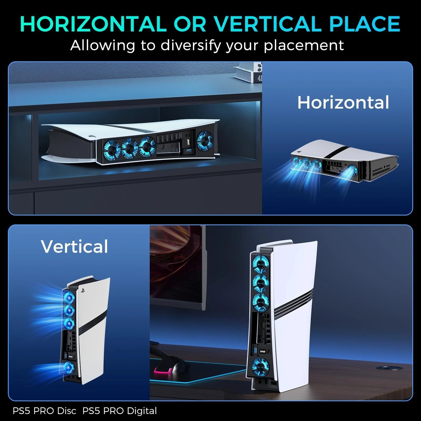 IINE PS5 Pro Cooling Fan White