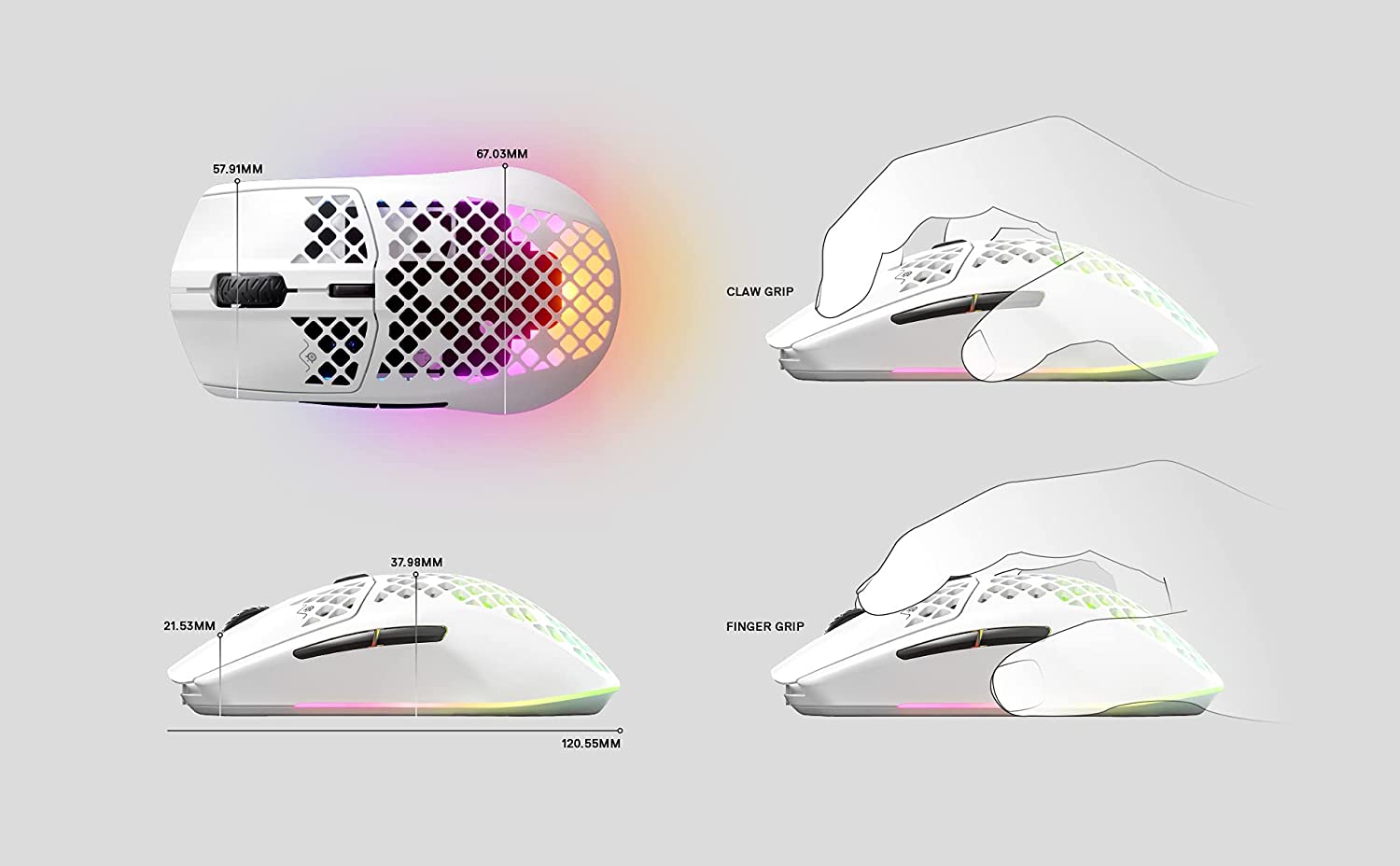 SteelSeries Aerox 3 Wireless Ultra Lightweight Gaming Mouse - Snow