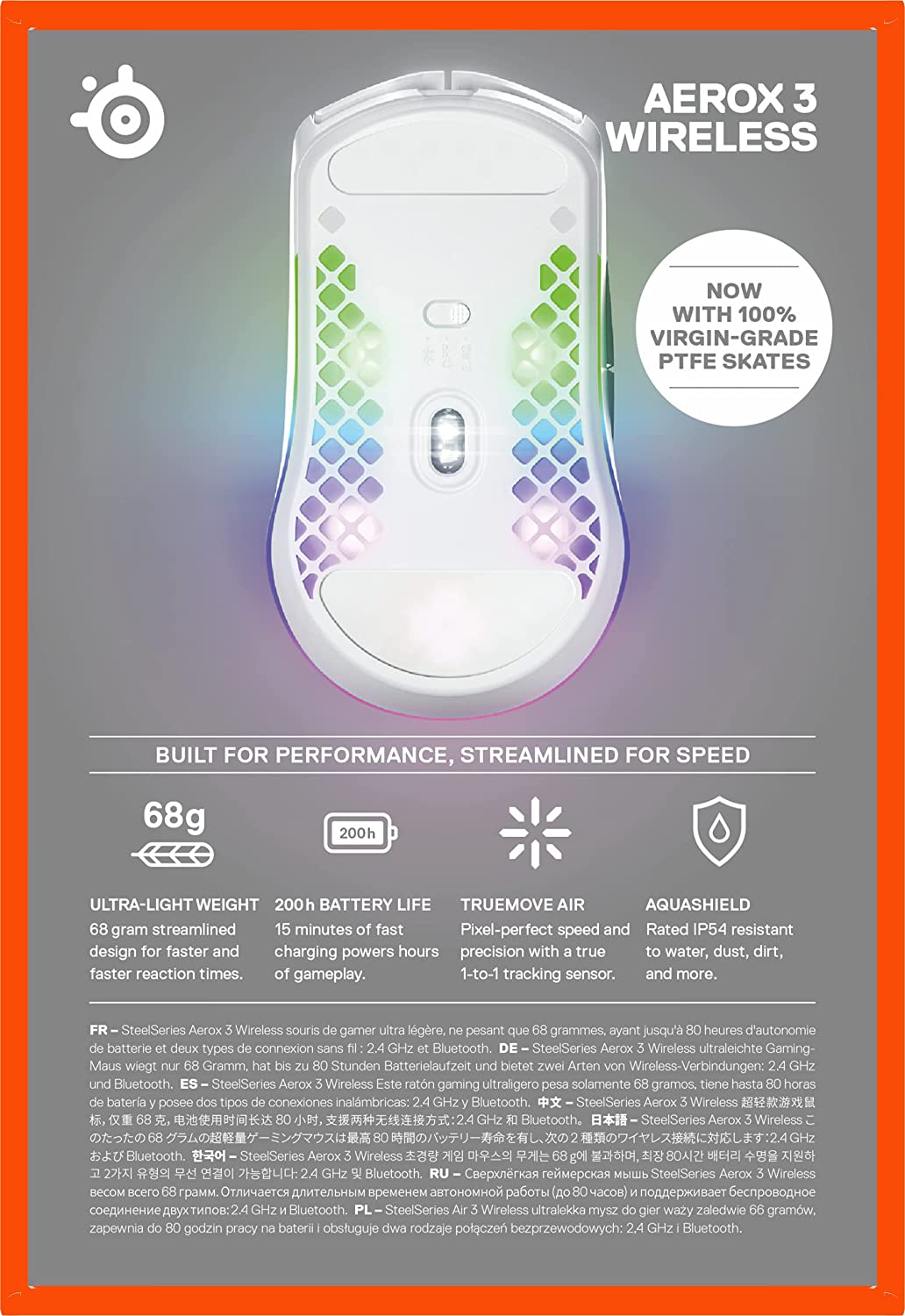 SteelSeries Aerox 3 Wireless Ultra Lightweight Gaming Mouse - Snow