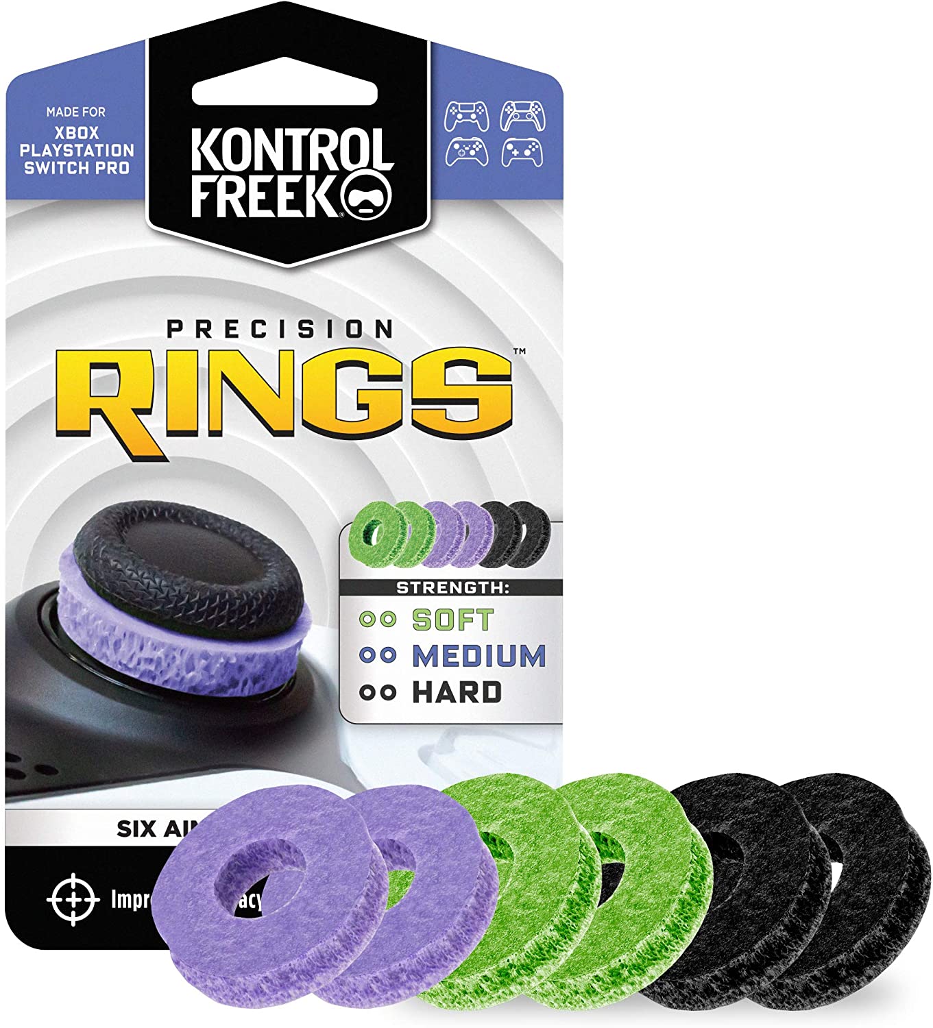 KontrolFreek Precision Rings Mixed Pack (Green, Black, Purple)