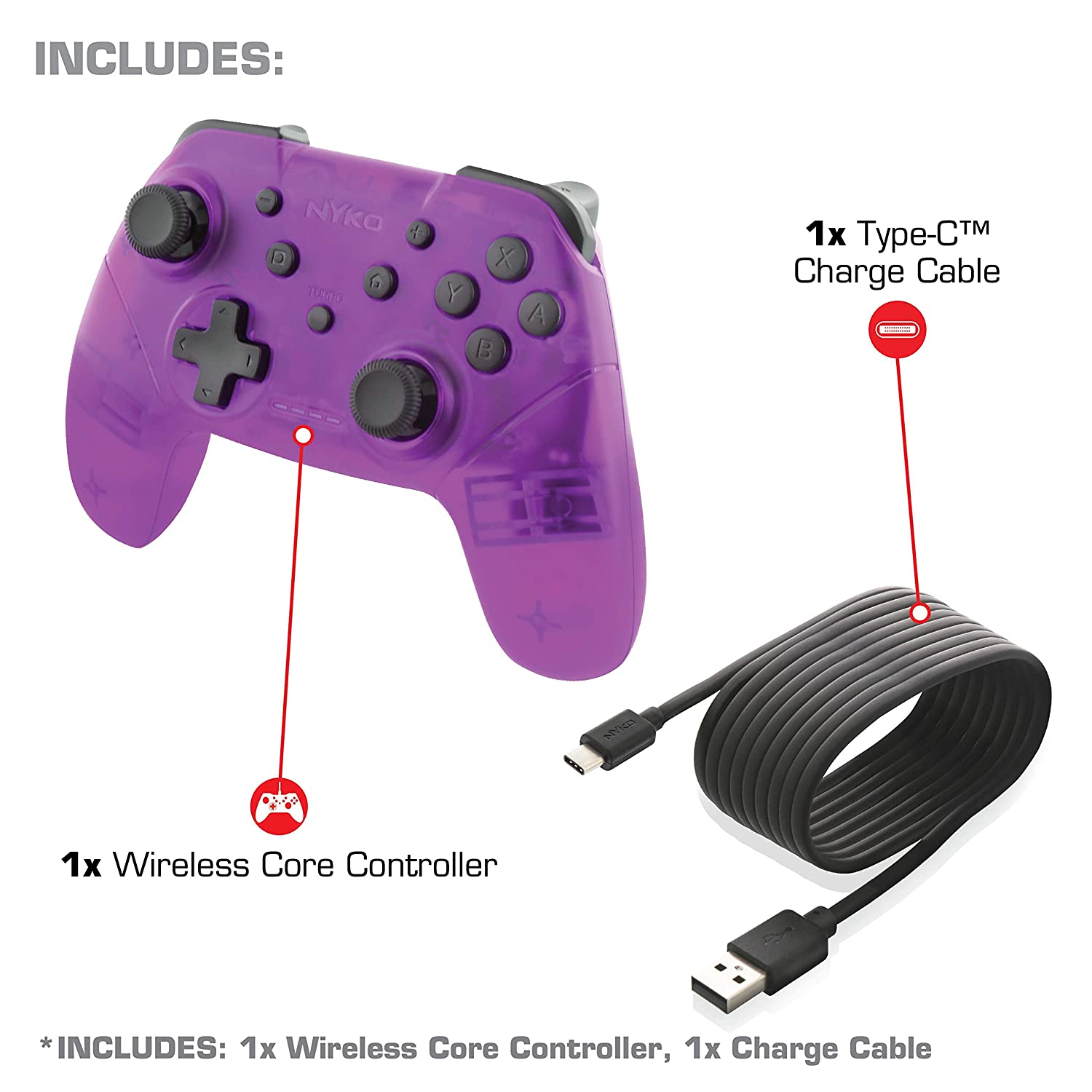 Nyko NSW Wireless Core Controller Translucent Purple (87262)