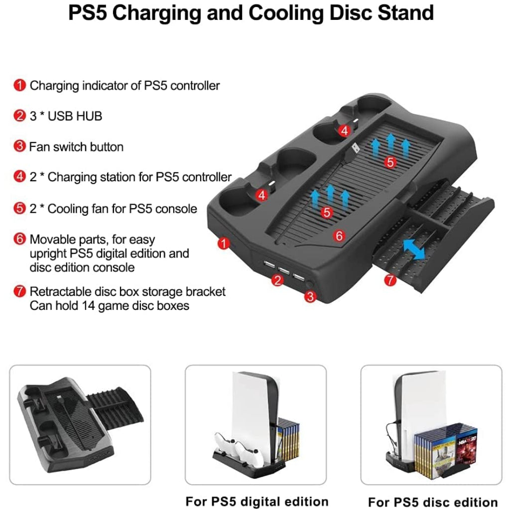 KJH PS5 Charging Stand with Cooling Fan (KJH-P5-010-2)