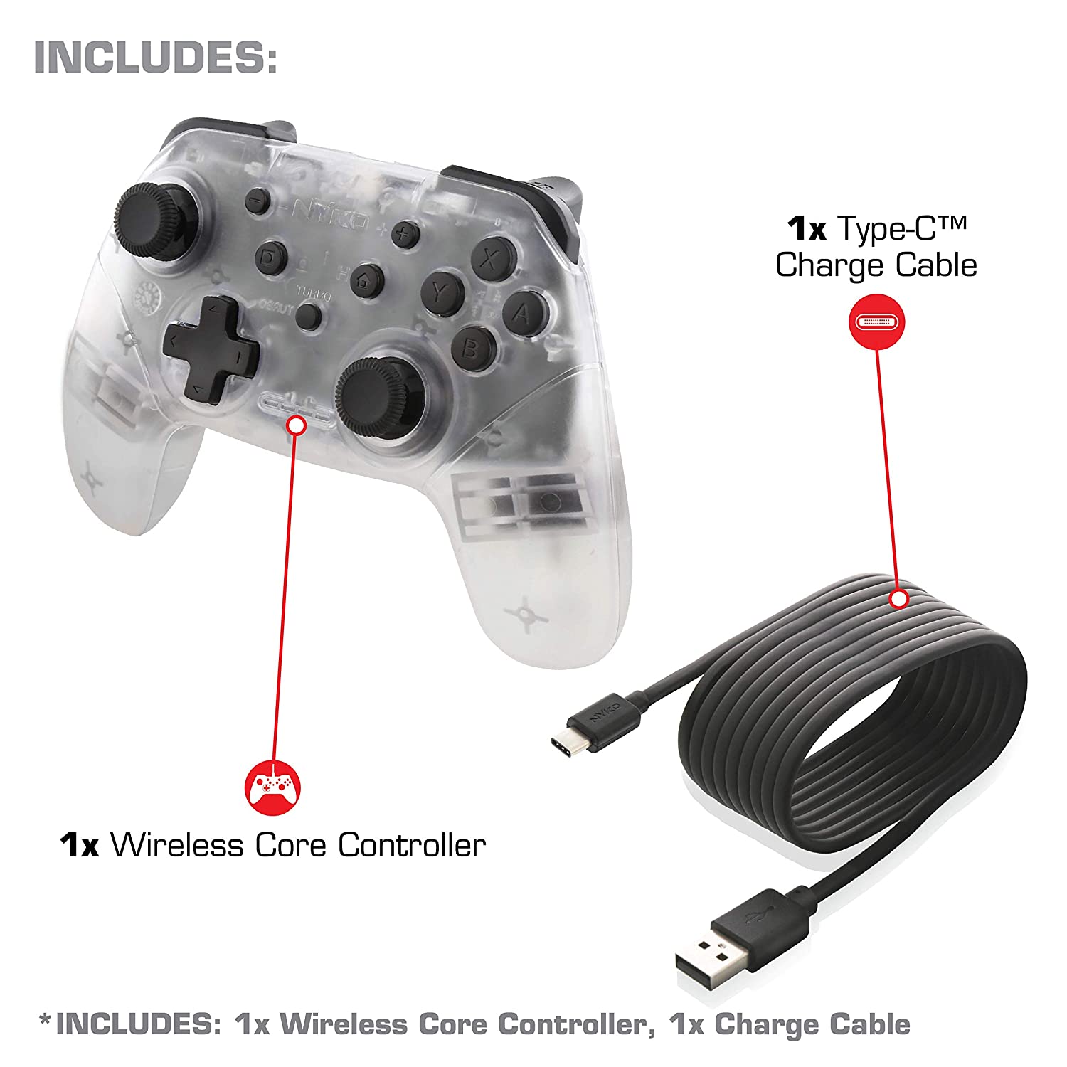Nyko NSW Wireless Core Controller Clear (87260)