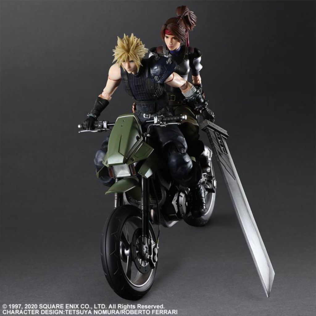 Square Enix Play Arts Kai - Final Fantasy VII Remake Action Figure - Jessie, Cloud & Motorcycle Set