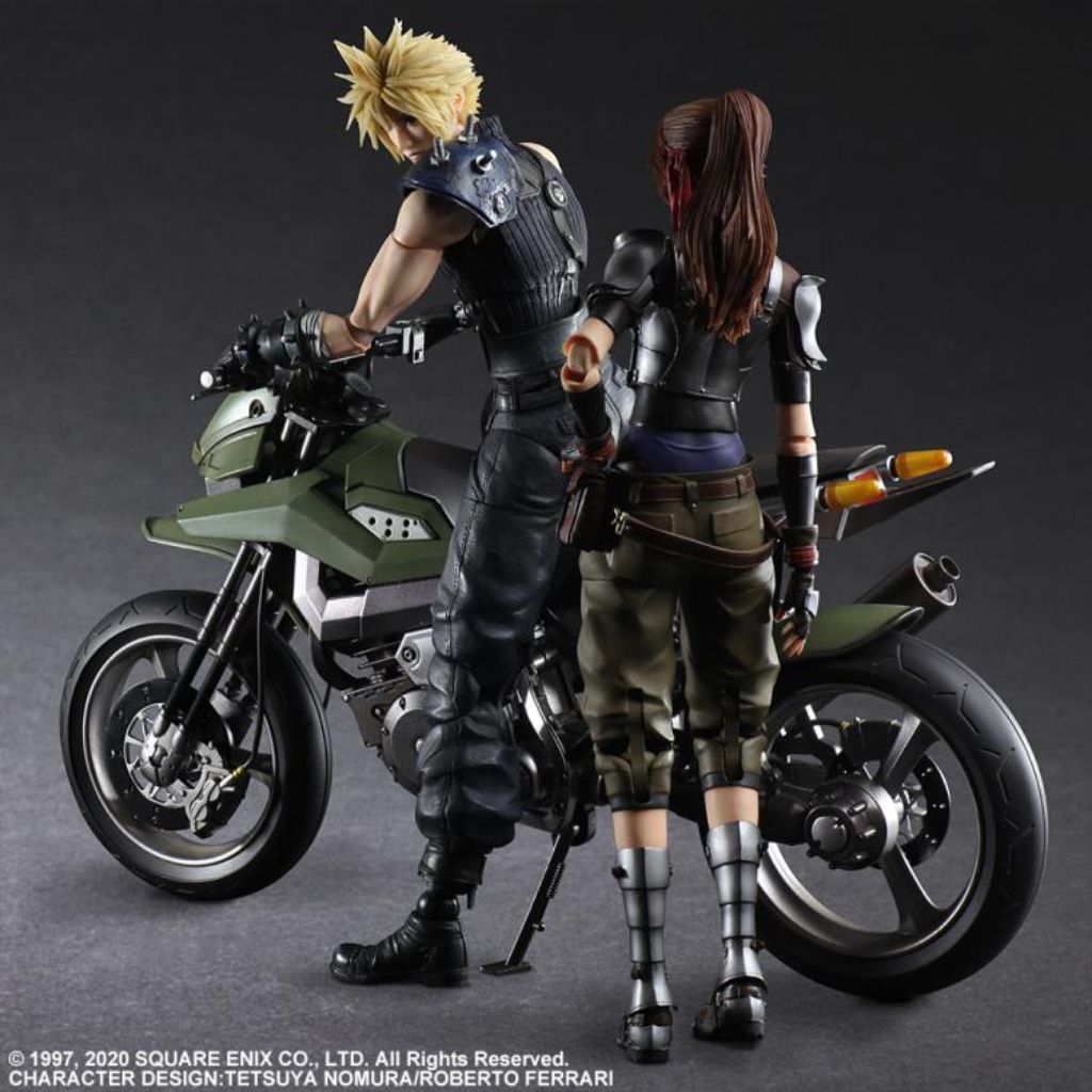 Square Enix Play Arts Kai - Final Fantasy VII Remake Action Figure - Jessie, Cloud & Motorcycle Set