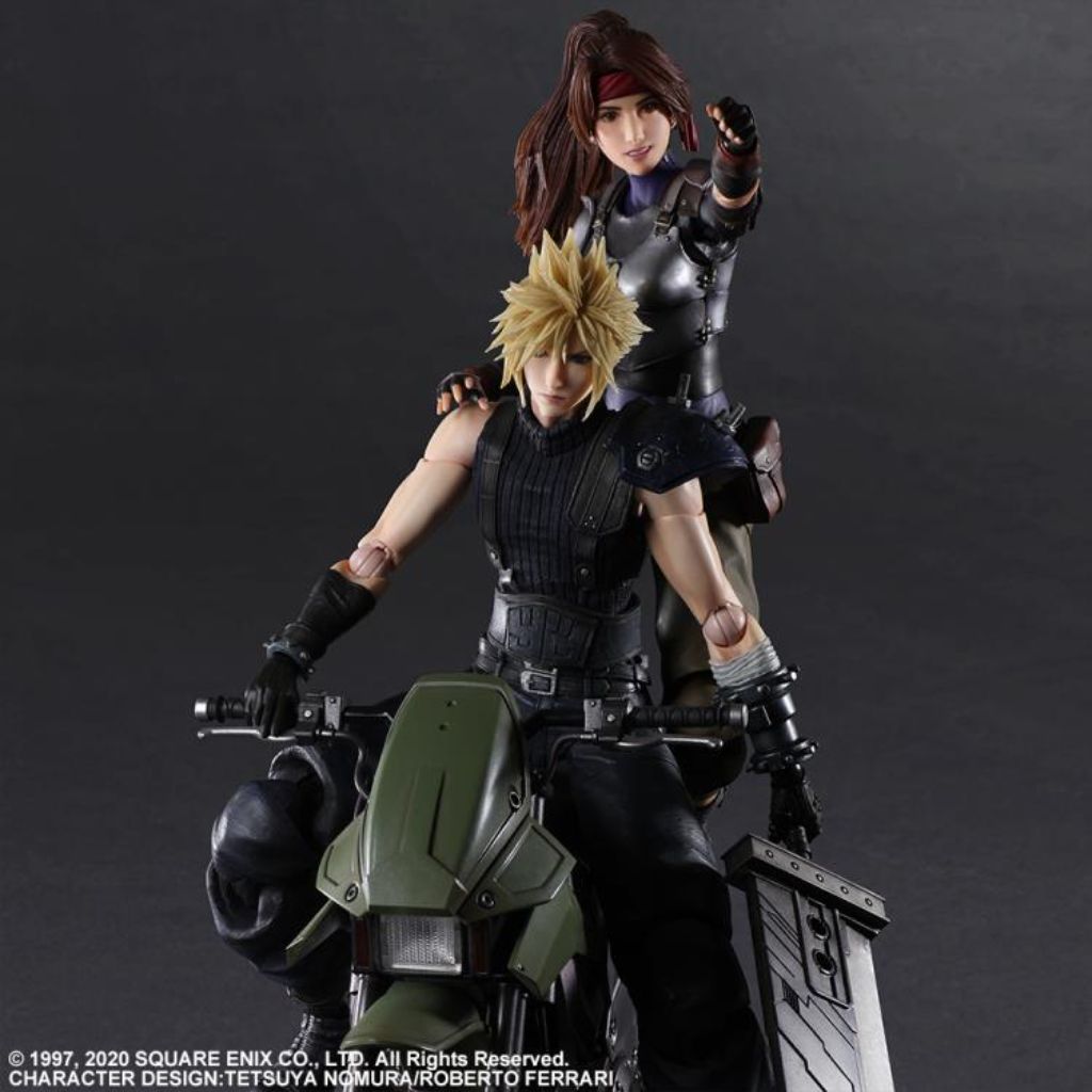 Square Enix Play Arts Kai - Final Fantasy VII Remake Action Figure - Jessie, Cloud & Motorcycle Set