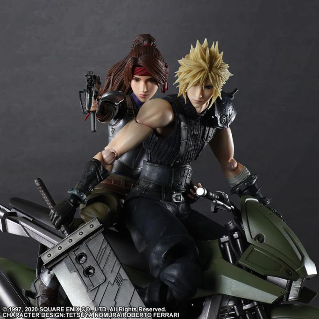 Square Enix Play Arts Kai - Final Fantasy VII Remake Action Figure - Jessie, Cloud & Motorcycle Set