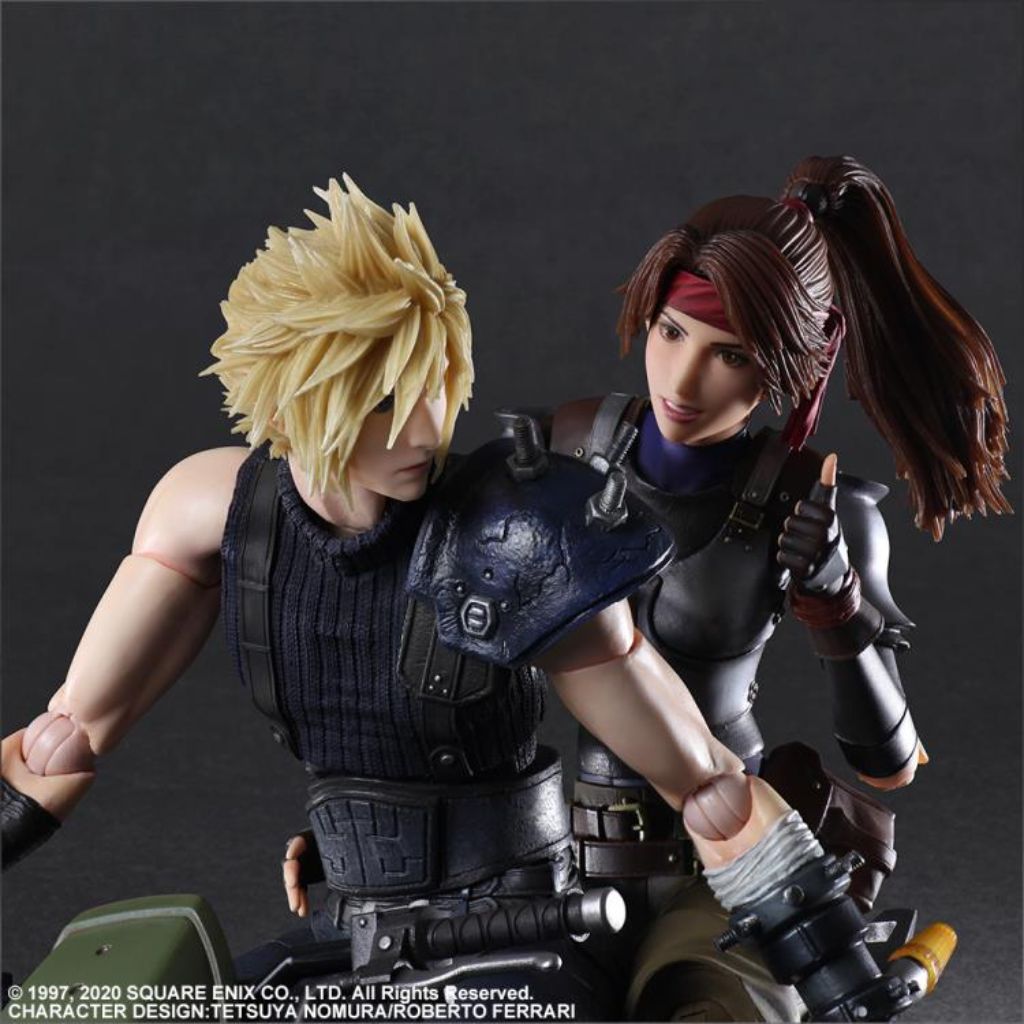 Square Enix Play Arts Kai - Final Fantasy VII Remake Action Figure - Jessie, Cloud & Motorcycle Set