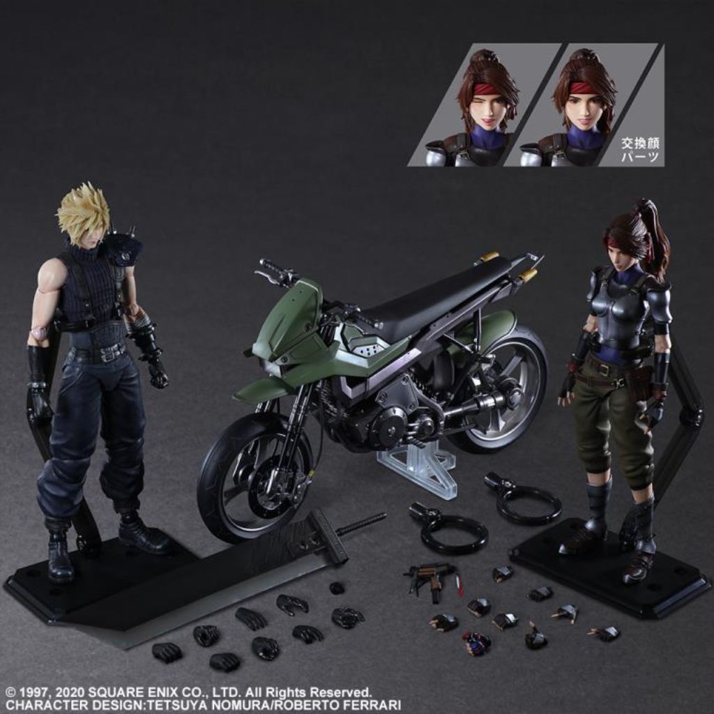 Square Enix Play Arts Kai - Final Fantasy VII Remake Action Figure - Jessie, Cloud & Motorcycle Set