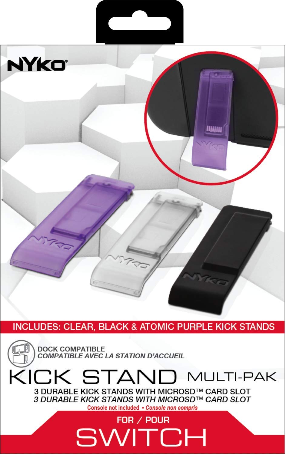 Nyko NSW Kickstand Multi Pack: Purple/Clear/Black (87253)