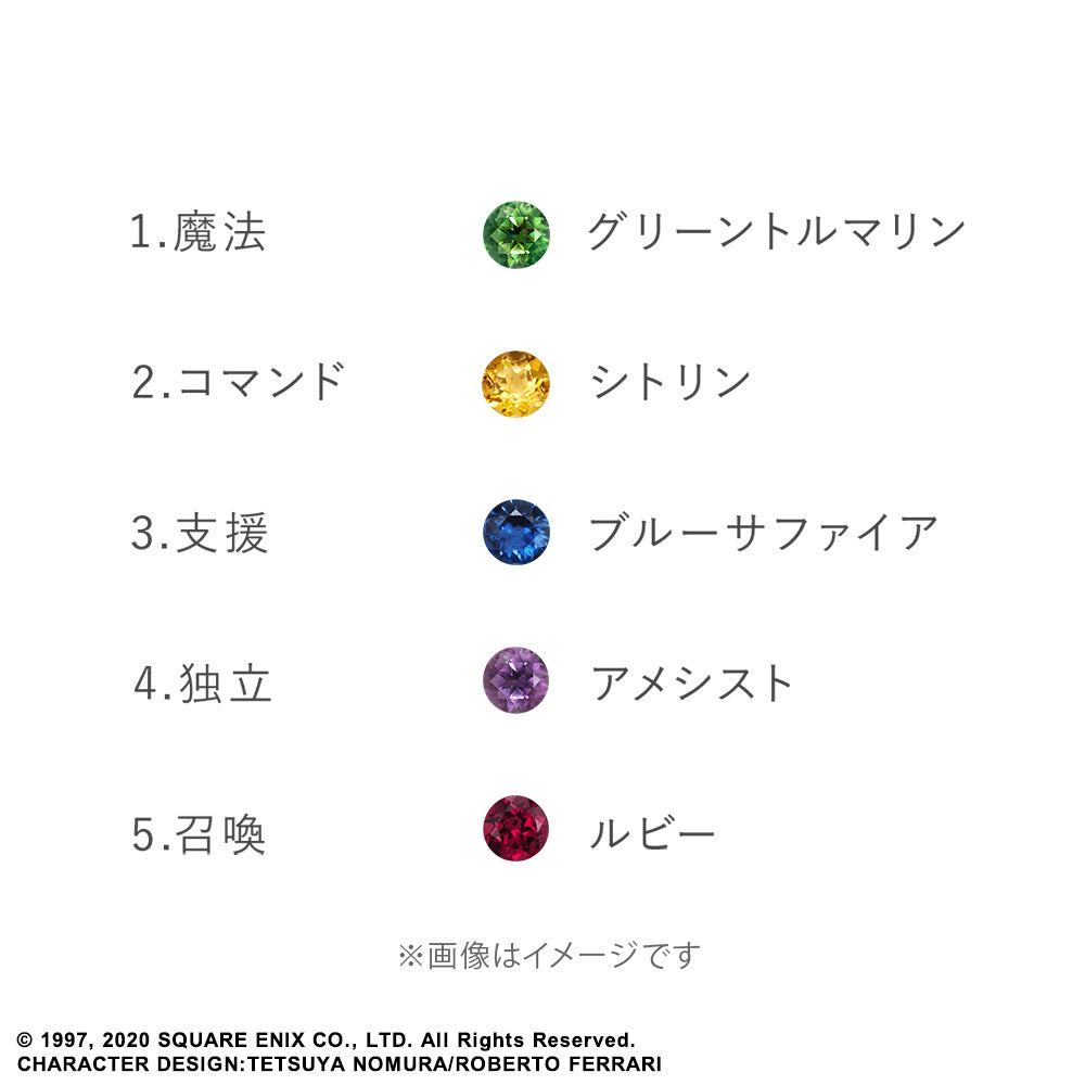 Final Fantasy VII Silver Ring - Shinra Materia Type A (Green Tourmaline + Blue Sapphire)