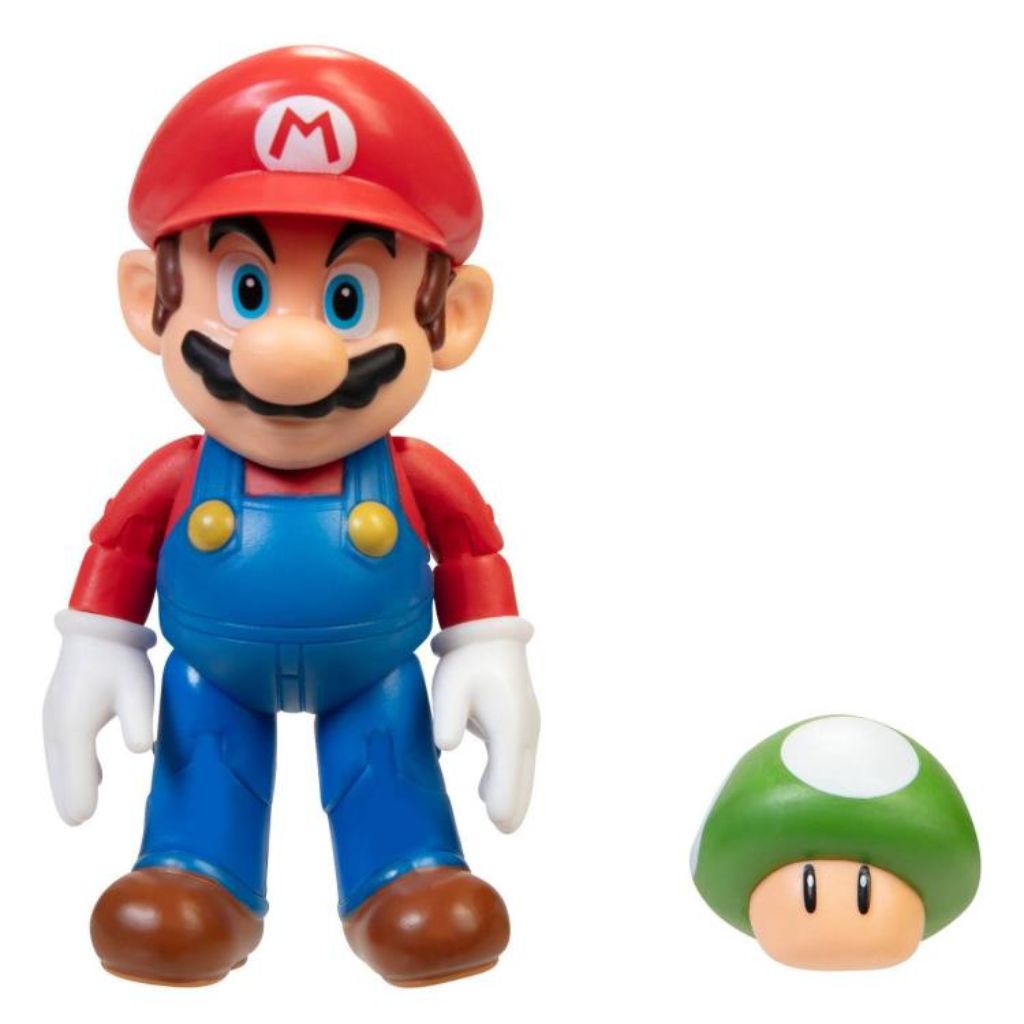 Jakks Pacific 40675 Mario With 1-UP Mushroom 4" Figurine Wave 22 Super Mario