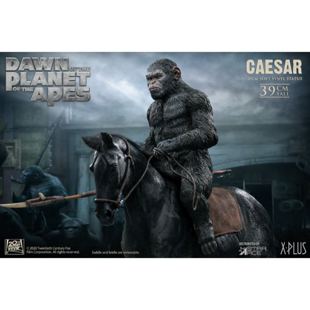 Dawn of The Planet of the Apes - Caesar with Spear and Black Horse (30 cm Soft Vinyl & Polyresin Statue)
