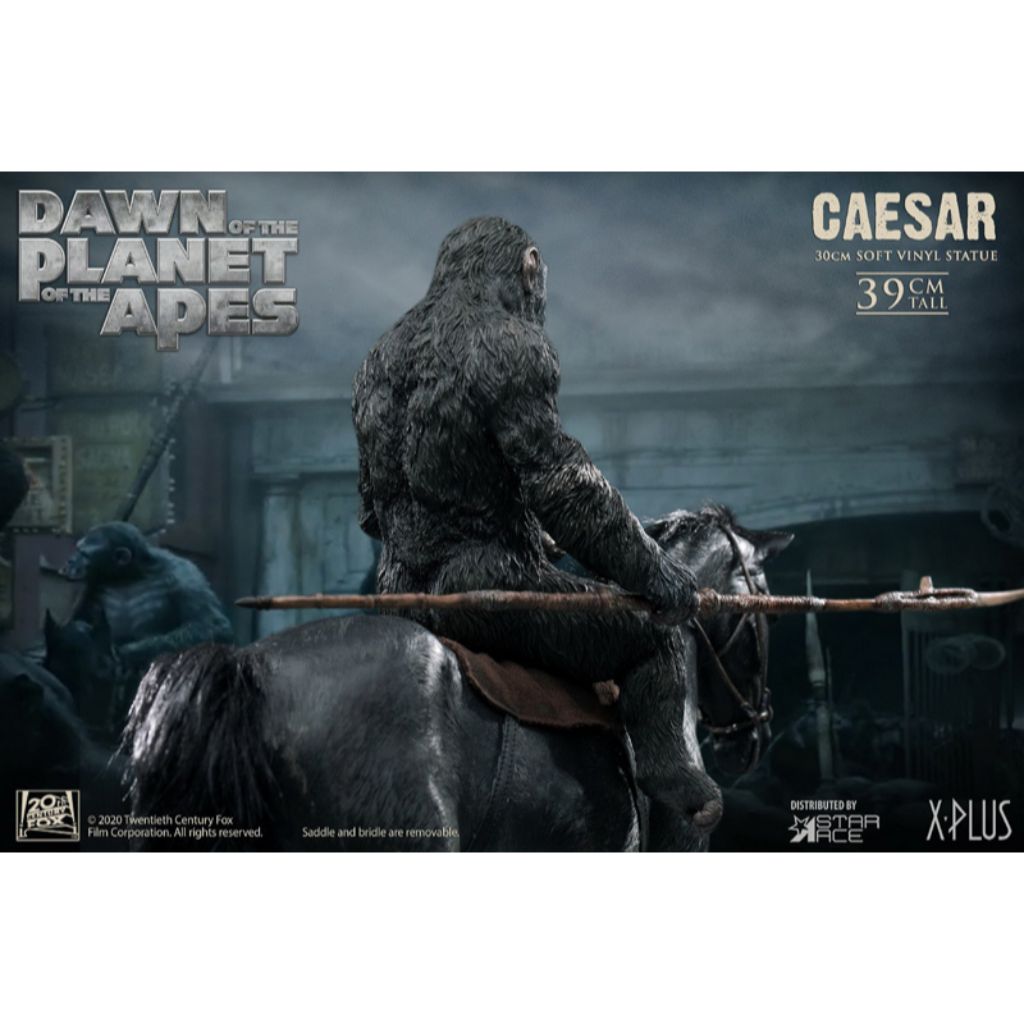 Dawn of The Planet of the Apes - Caesar with Spear and Black Horse (30 cm Soft Vinyl & Polyresin Statue)